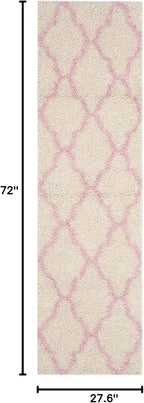 SAFAVIEH Dallas Shag Collection Runner Rug - 2'3" x 6', Ivory & Light Pink, Trellis Design, Non-Shedding & Easy Care, 1.5-inch Thick Ideal for High Traffic Areas in Living Room, Bedroom (SGD257P)