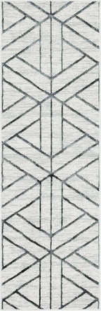 Rugs.com Lattice Trellis Collection Rug – 6 Ft Runner White Low-Pile Rug Perfect for Hallways, Entryways