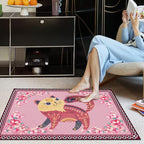 Cartoon Animal Pattern Area Rug Cute Cat Luxury Floral Decor for Carpet Farmhouse Bedroom Living Room Rugs Bathroom Kitchen Runner Mat Indoor Outdoor Non Slip Doormat 3.2' X 6.5'