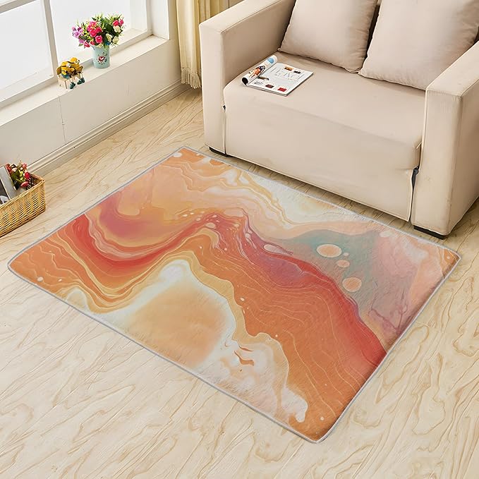 Sunset Rug, 3x5 Rug, Artistic Rugs for Entryway, Abstract Small Area Rug, Washable Rug Non Slip Soft Indoor Carpet, Kids and Pets Friendly, Sunset Home & Room Decor