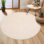 RUGSREAL Washable 4ft Round Rug Modern Solid Area Rug Indoor Non-Slip Throw Carpet Contemporary Area Rug for Bedroom Living Room Nursery, 4' x 4' Round Ivory Beige