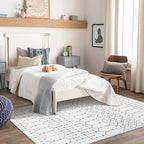 Lahome Moroccan Washable Living Room Rug - 3x5 Area Rugs for Bedroom Throw Non-Slip Low-Pile Entryway Rug Bathroom Rugs Soft White Distressed Indoor Capet for Office Kitchen Laundry Room Dining Room