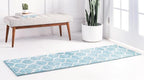 Rugs.com Lattice Frieze Collection Rug – 2' x 8' 8 Runner Light Blue Medium Rug Perfect for Living Rooms, Large Dining Rooms, Open Floorplans