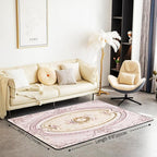 Light Pink Large Area Rug 5x7 Antique Decor Boho Floral Living Room Rug | Bohemian Flowers Rugs for Bedroom, Minimalist Damask Victorian Carpet Indoor Floor Mat