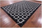 Modern Design Premium Cowhide Leather Carpet with Chevron Pattern, Area Rug (Black/Grey/White, 3x12)