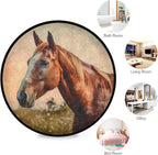 Soft Cozy Horse Print Non Slip Washable Round Rug for Indoors/Outdoors Perfect for Living Room, Bedroom, Entryway, Dorm Room, or Office Room Decor Rug 3ft