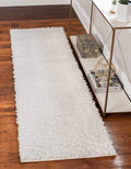 Unique Loom Davos Shag Collection Area Rug - Solid (2' 7" x 13' 1" Runner, White/ Ivory)