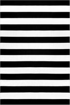 KOZYFLY Black and White Striped Area Rug 4x6 Ft Outdoor Rug Washable Indoor Outdoor Rug Hand Woven Cotton Door Mat Outdoor Entrance Mat for Front Door Kitchen Entryway Patio Front Porch Decor