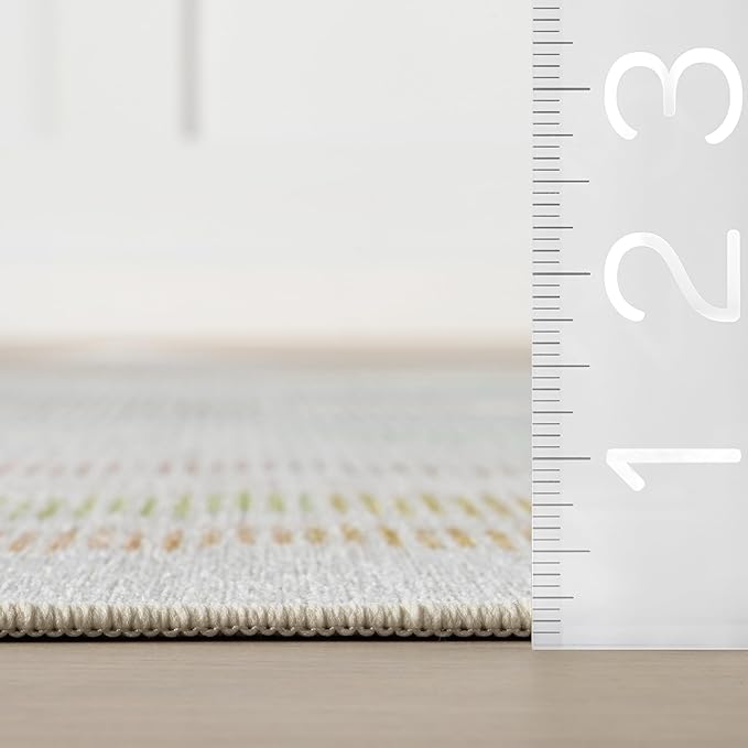 Dash & Albert Zarek Multi Machine Washable Rug, 8.5 X 11.5 Feet, Multicolored/White Chevron Pattern