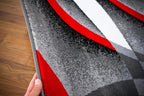 Persian Area Rugs Swirls Modern Abstract Area Rug Carpet, 2' x 3', Black/Red/White