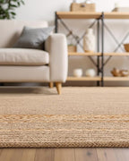 DEXI Jute Rug Natural Fiber 6x9, Braided Woven Area Rugs No Shed, Large Soft Neutral Rustic Carpet Mat for Indoor Entryway Outdoor Patio Dining Living Room Bedroom Farmhouse, Beige/Natural