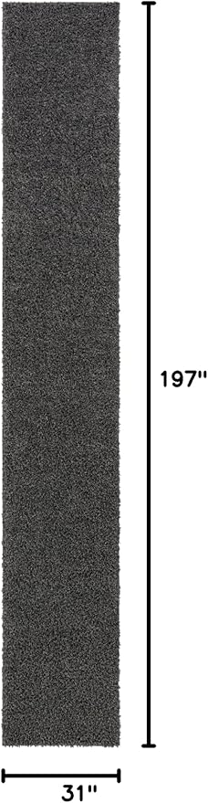 Unique Loom Davos Shag Collection Area Rug - Solid (2' 7" x 16' 5" Runner, Peppercorn)
