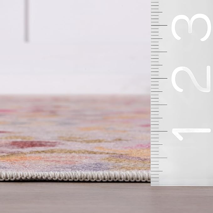 Dash & Albert INES Multi Machine Washable Rug, 3 X 5 Feet, Multicolored/Yellow Floral Pattern