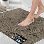GORILLA GRIP Bath Rug Mat 44x26, Thick Soft Absorbent Chenille, Quick Dry Microfiber Mats, Rubber Backing Washable Shower Floor Rugs, Bathmat Runner, US Designed Bathroom Home Decor Accessories Latte