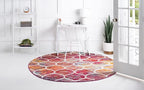Rugs.com Lattice Frieze Collection Rug – 5' Round Multi Medium Rug Perfect for Kitchens, Dining Rooms