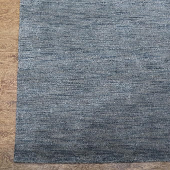 Hand Knotted Loom Wool ECO-Friendly Area Rugs - 10'x13', Rectangle, Light Blue Color, Solid Plain Design, High Pile Thick Handmade Anti Skid Rugs for Living Room (L00111)