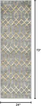 Unique Loom Marilyn Monroe Glam Collection Area Rug - Trellis (2' x 6' 1' Runner, Gray Gold/ Gold)