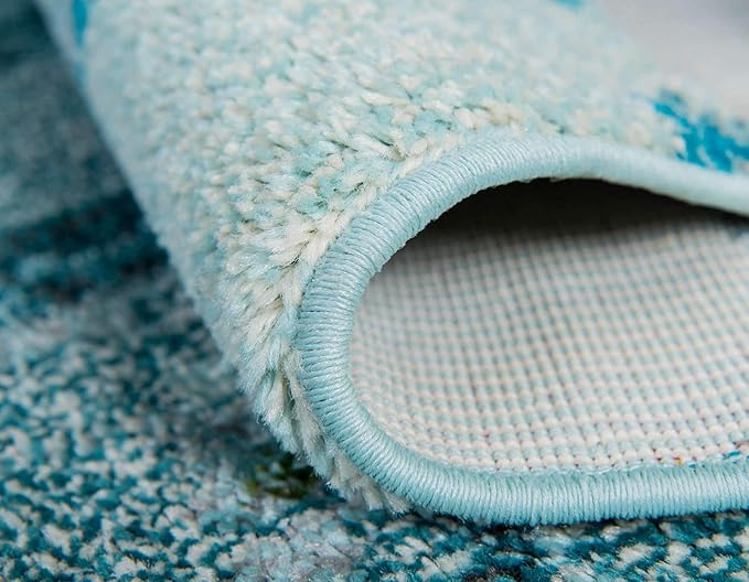 Unique Loom Positano Collection Coastal Modern Fish Light Blue Area Rug (5' x 8')