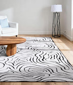 YIHOUSE Modern Rugs for Living Room 5x7, Washable Black and White Bedroom Rug, Fluffy Geometric Dining Room Rugs for Under Table Home Decor