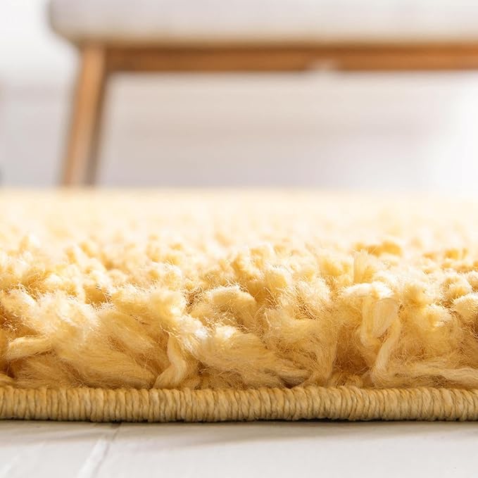 Unique Loom Davos Shag Collection Area Rug - Solid (10' x 14' 1" Rectangle, Sun Yellow)