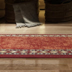 Antep Rugs Alfombras Modern Bordered 2x4 Non-Skid (Non-Slip) Low Profile Pile Rubber Backing Kitchen Area Rugs (Maroon Beige, 2'3" x 4')