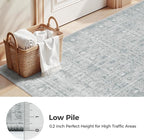 LIVEBOX Vintage Round Rug - Washable 5 Foot Large Oriental Circle Grey Rug for Living Room, Non-Slip Soft Carpet Low Pile Entryway Circular Rugs for Foyer Kitchen Kids Room