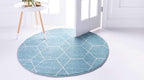 Unique Loom Trellis Frieze Collection Area Rug - Geometric (4' 1" Round, Light Blue/ Ivory)