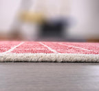 Hand-Tufted 100% Wool Area Rug – Unique Modern Geometric Grid Pattern, Soft Plush Textured Carpet for Living Room, Bedroom, Dining Room & Entryway (Brick Red, 6' x 9')
