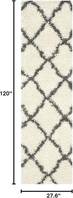 SAFAVIEH Dallas Shag Collection Runner Rug - 2'3" x 10', Ivory & Dark Grey, Trellis Design, Non-Shedding & Easy Care, 1.5-inch Thick Ideal for High Traffic Areas in Living Room, Bedroom (SGD257H)