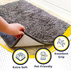 Muddy Mat® Original Dog Door Mat for Muddy Paws, Super Absorbent Microfiber, Non-Slip Washable Pet Rug, Quick Dry Chenille Entryway Carpet, Machine Washable Indoor Outdoor mat, Grey 24"x72"