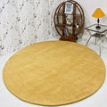 Hand Knotted Loom Wool ECO-Friendly Area Rugs - 6'x6', Round, Gold Color, Solid Plain Design, High Pile Thick Handmade Anti Skid Area Rugs for Living Room, Bed Room (L00111)