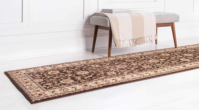 Unique Loom Voyage Collection Traditional Oriental Classic Intricate Design Area Rug (2' 7 x 10' 0 Runner, Brown/Ivory)