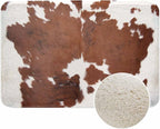 Cowhide Bath Mat for Bathroom Farm Animal Brown Cowhide Print Cow Bath Rugs Door Mat Non Slip Rubber Backed Bathroom Floor Mat for Bathtub Sink Shower 20"X32"