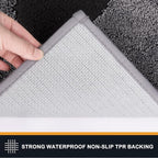 PURRUGS Dirt Trapping Door Mat 32" x 70", Non-Skid/Slip Machine Washable Microfiber Entryway Rug, Dog Doormat, Super Absorbent Welcome Mat for Muddy Wet Shoes and Paws, Grey