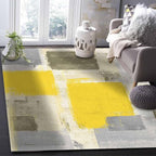 Yellow Rectangular Area Rugs for Living Room Bedroom 5 x 6.9 ft Abstract Paint Texture Modern Art Non-Shedding Soft Low Pile Rug Non Slip Washable Rug for Nursery Entryway Playroom