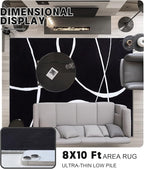 YIHOUSE Modern Washable Area Rug for Living Room Bedroom - Large Abstract Black and White Rug Non-Slip Ultra-Thin Home Decor (Dark Curve, 8'x10'ft)