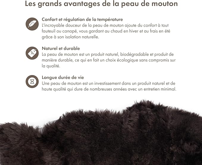 Sheepskin Long Hair 2x3 ft | Bedside Rugs for bedrooms, Sofa, Chair or The Dining Table | Each Sheepskin Rug is Unique and Created by Nature | Small Fluffy Rug in Color Chocolate
