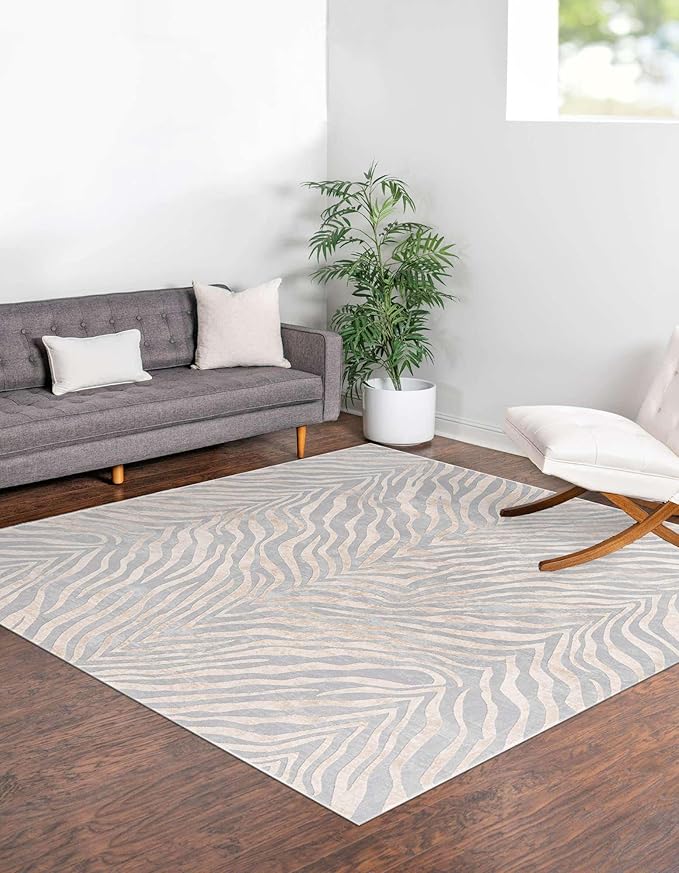 Unique Loom Finsbury Collection Area Rug - Meghan (7' 10" Square, Gray and Ivory)