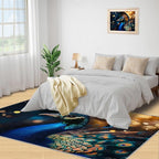 Peacock Area Rug 4x6-4x6 Rug, Wonderful Peacock Rugs for Living Room, Teal Turquoise Carpet, Peafowl Feather Washable Area Rugs for Bedroom, Aesthetics Carpet - Peafowl Home Decor & Gifts