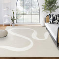Abani Deco Collection Area Rug - Beige Modern Abstract Ribbon Design - 4' x 6' - for Living Room, Bedroom & Office