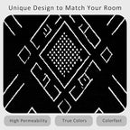 Geometric Rug, Washable 5x8 Rug for Living Room, Black and White Patterned Indoor Carpet, Modern Geometric Decor for Home, Bedroom, Soft Non Slip Thin Design FER19