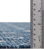 Unique Loom Outdoor Trellis Collection Area Rug - Tribal Trellis (4' 1" x 6' 1" Oval, Blue/ Ivory)