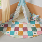 jinchan Macy Kids Rug for Nursery 5ft Radius Corner Washable Area Rug Modern Colorful Quarter Circle Rug Soft Non-Slip Carpet for Bedroom Playroom Daycare Reading Nook Classroom Confetti on Cream