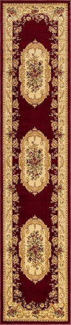 Unique Loom Versailles Collection Traditional Classic Floral Motif Area Rug (2' 7 x 12' 0 Runner, Burgundy/Ivory)