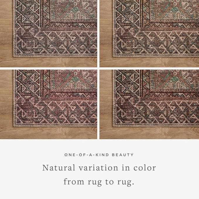 Loloi Amber Lewis Billie Collection BIL-04 Aqua/Rust 2'-6" x 12'-0", 0.19" Thick Runner Rug