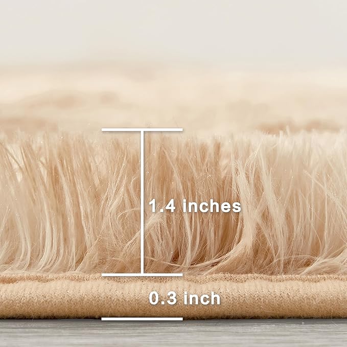 Andency Soft Area Rugs for Living Room Bedroom, 4x6 Fluffy Shaggy Bedside Rug, Non-Slip Large Shag Fuzzy Plush Carpets for Bedroom Kids Dorm Nursery Home Decor Aesthetic, Tie-Dyed Beige