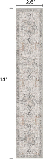 2'6''x14 Runner Rugs for Hallway, Machine Washable Non Slip Vintage Rugs, Low Pile Soft Print Rug for enrtyway, Corridor, Home Office,Light Taupe Brown