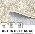 KILOCOCO Moroccan Small Area Rug 2x3 Entryway Rugs Printed Vintage Floral Washable Rug Non-Slip Kitchen Indoor Door Mat, Accent Throw Small Rugs for Laundry Room Bedroom Entrance, Beige
