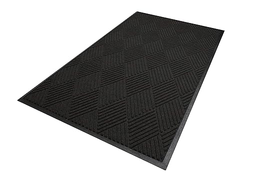 WaterHog Diamond-Pattern Commercial Grade Entrance Mat, Indoor/Outdoor Floor Mat 3' Length x 2' Width, Charcoal by M+A Matting