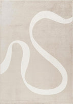 Abani Deco Collection Area Rug - Beige Modern Abstract Ribbon Design - 4' x 6' - for Living Room, Bedroom & Office